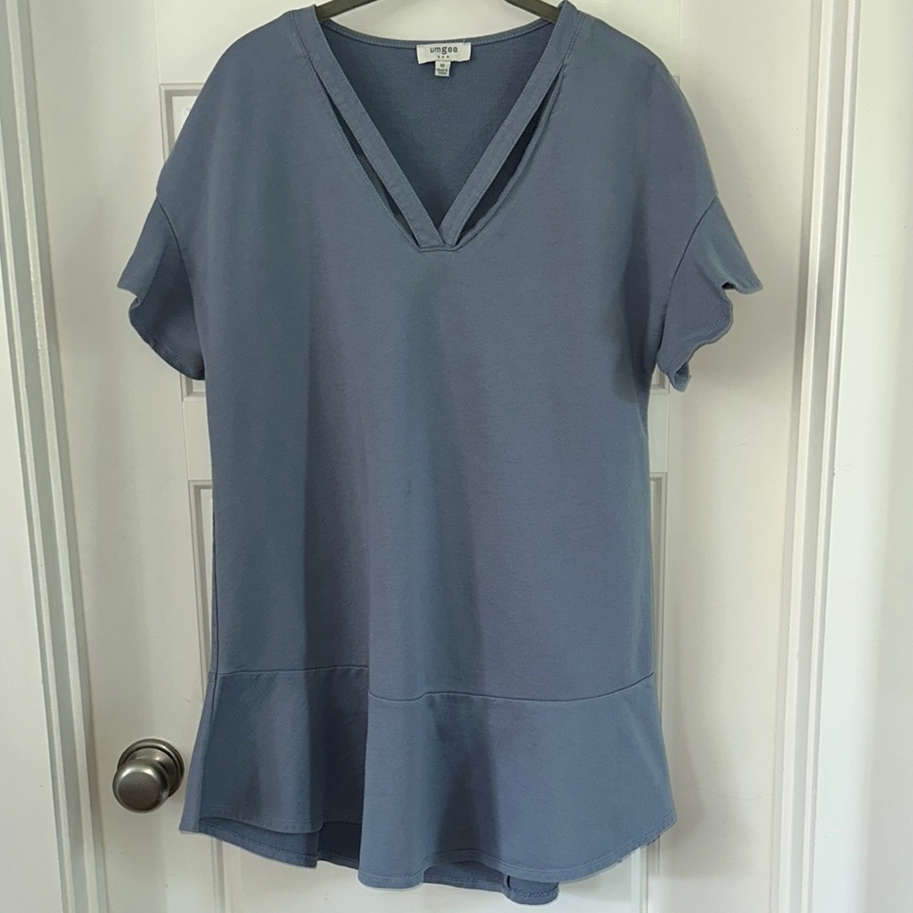 Umgee Blue Flutter Sleeve Mini Dress Relaxed Fit